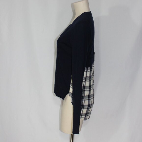 Veronica Beard Wool Plaid Gemma Sweater Women's Navy  size Small/Medium - Picture 4 of 7